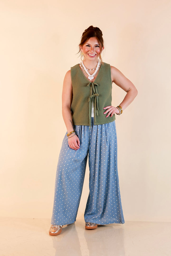 Main Attraction Bow Tie Front Sweater Vest in Light Olive Green
