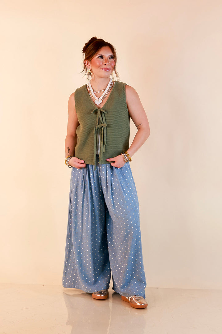 Main Attraction Bow Tie Front Sweater Vest in Light Olive Green