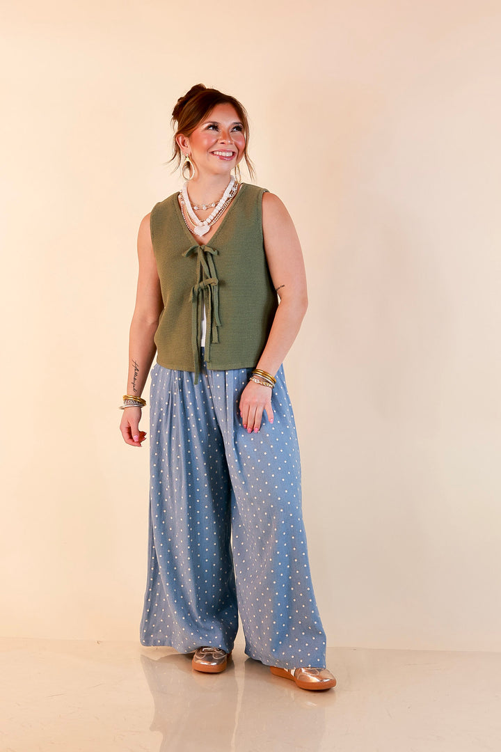 Main Attraction Bow Tie Front Sweater Vest in Light Olive Green