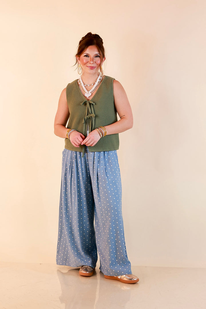 Main Attraction Bow Tie Front Sweater Vest in Light Olive Green