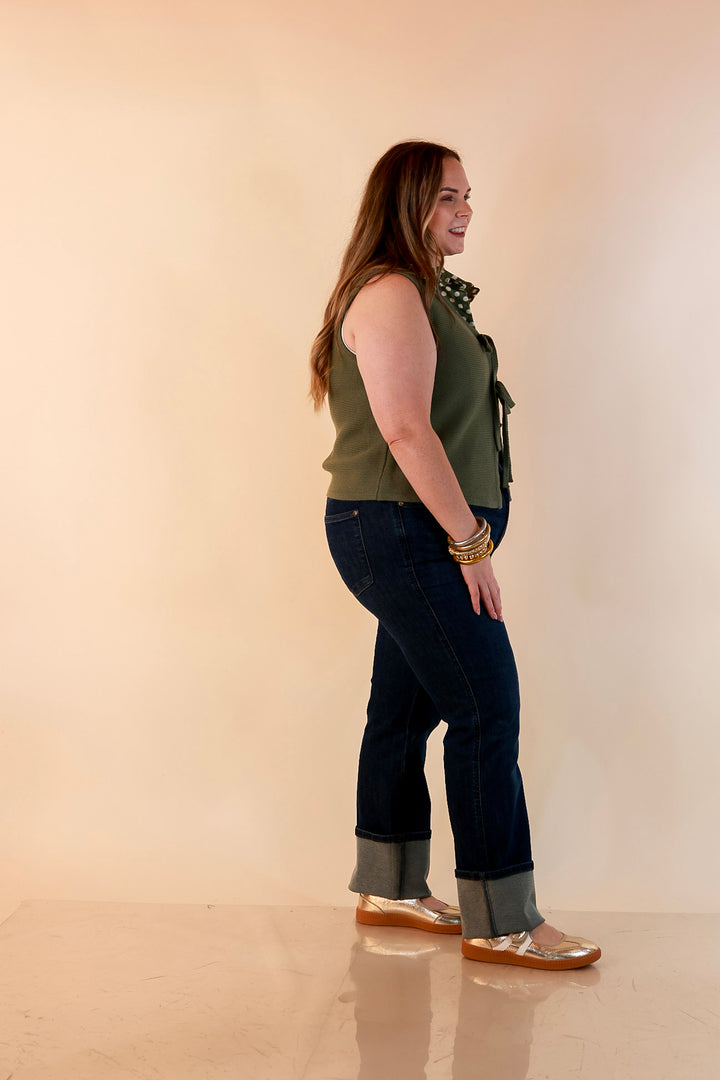 Main Attraction Bow Tie Front Sweater Vest in Light Olive Green