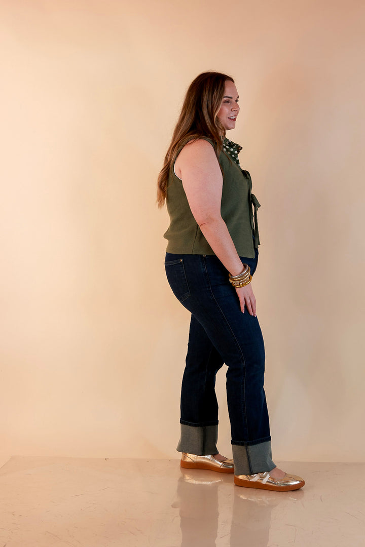 Main Attraction Bow Tie Front Sweater Vest in Light Olive Green