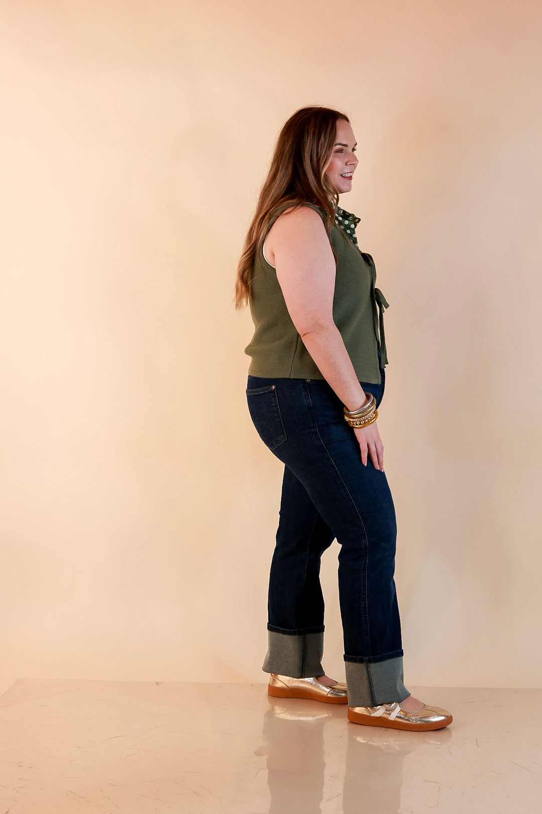 Main Attraction Bow Tie Front Sweater Vest in Light Olive Green