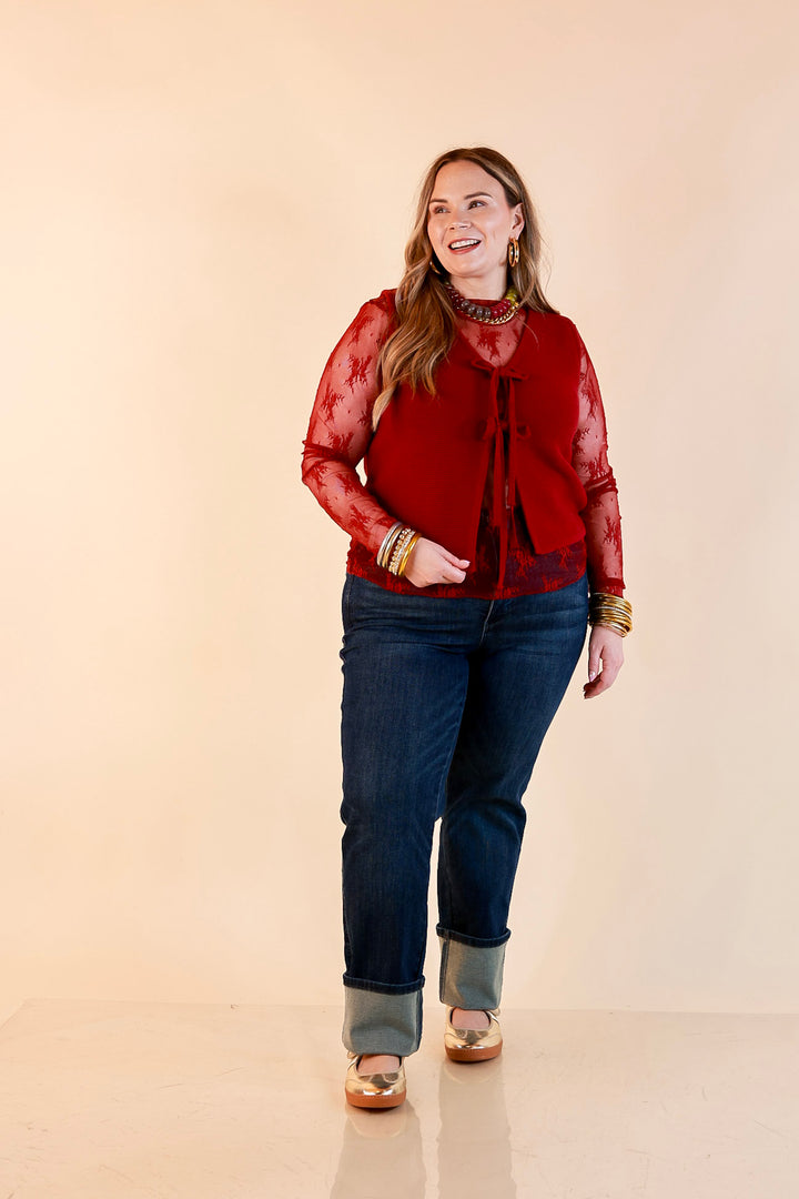 Main Attraction Bow Tie Front Sweater Vest in Maroon