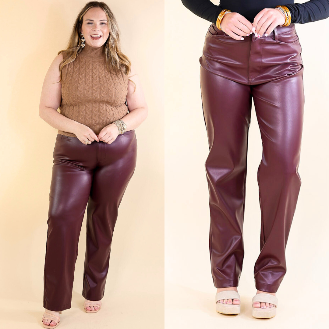 BuddyLove | Gomez Vegan Leather Pants in Wine