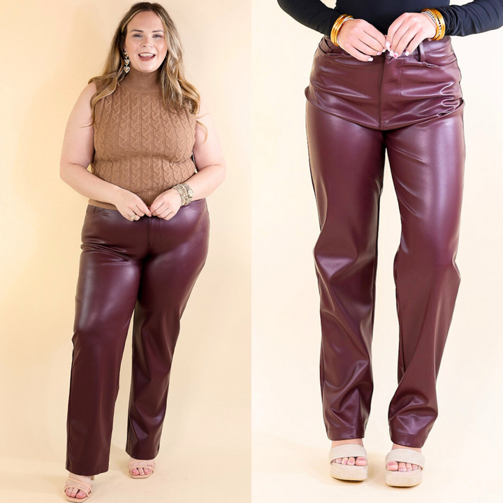 BuddyLove | Gomez Vegan Leather Pants in Wine (Maroon)