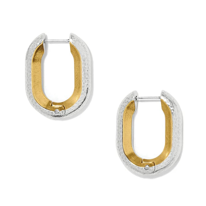 Brighton | Medici Two Tone Hinged Huggie Hoop Earrings in Silver and Gold