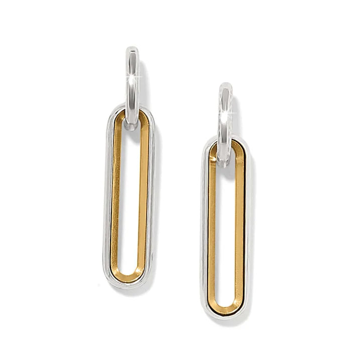 Brighton | Medici Two Tone Long Post Drop Earring in Silver and Gold Tone