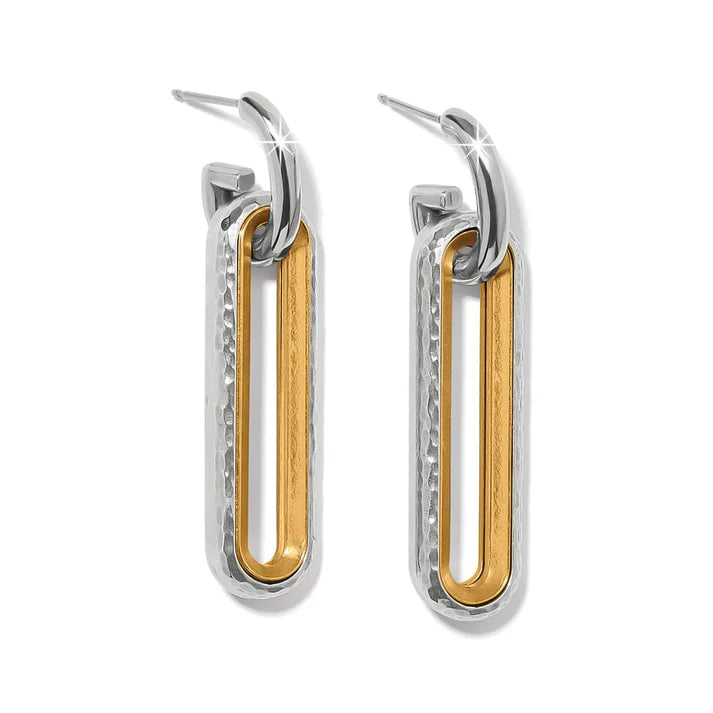 Brighton | Medici Two Tone Long Post Drop Earring in Silver and Gold Tone