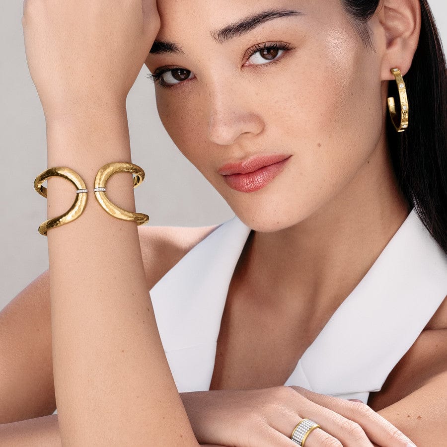 Brighton | Meridian Geo Hinged Bangle Bracelet in Gold Tone - Giddy Up Glamour Boutique