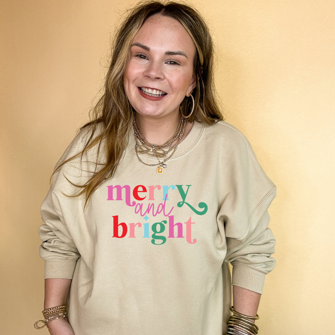 Online Exclusive | Merry and Bright Cheerful Colors Graphic Sweatshirt in Multiple Color Options