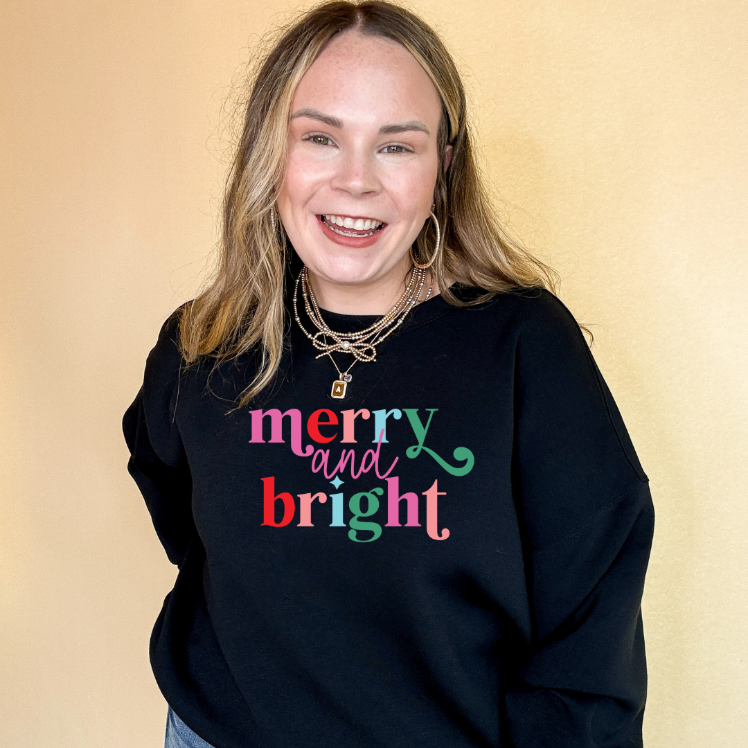 Online Exclusive | Merry and Bright Cheerful Colors Graphic Sweatshirt in Multiple Color Options