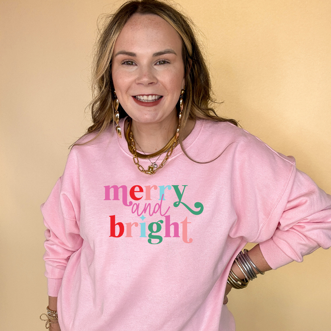 Online Exclusive | Merry and Bright Cheerful Colors Graphic Sweatshirt in Multiple Color Options