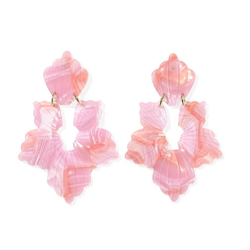 Linny Co | Michelle Floral Drop Earrings in Rosy Glow