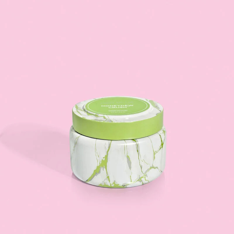 Capri Blue | 8.5 oz. Modern Marble Travel Tin Candle in Limelight | Honeydew Crush - Giddy Up Glamour Boutique