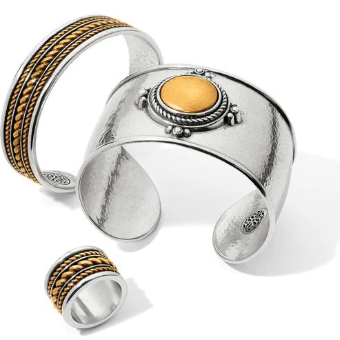 Brighton | Monete Narrow Cuff Bracelet in Silver and Gold Tone - Giddy Up Glamour Boutique