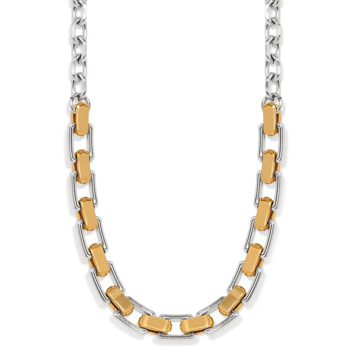 Brighton | Mosaic Two Tone Links Necklace in Silver and Gold