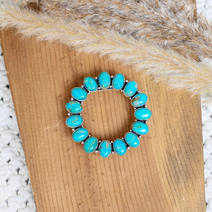 Navajo | Circle Turquoise Sterling Silver Belt Bluck