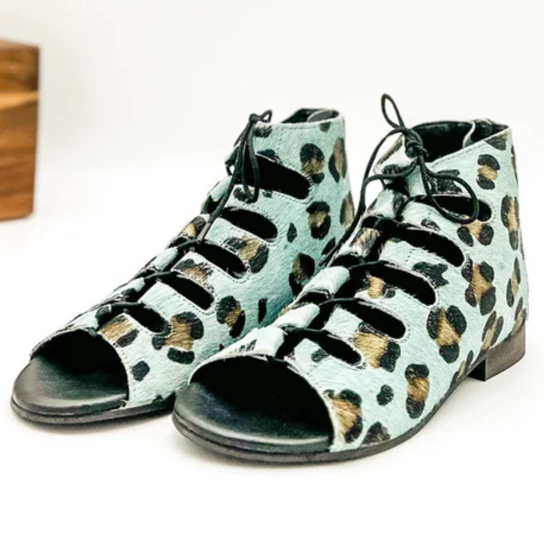 Online Exclusive | Nola Sandals in Teal Leopard