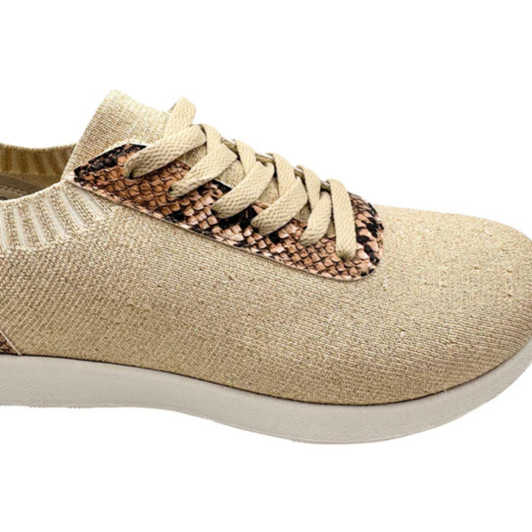 Online Exclusive | Novah Sneakers in Cream Faux Snake Print