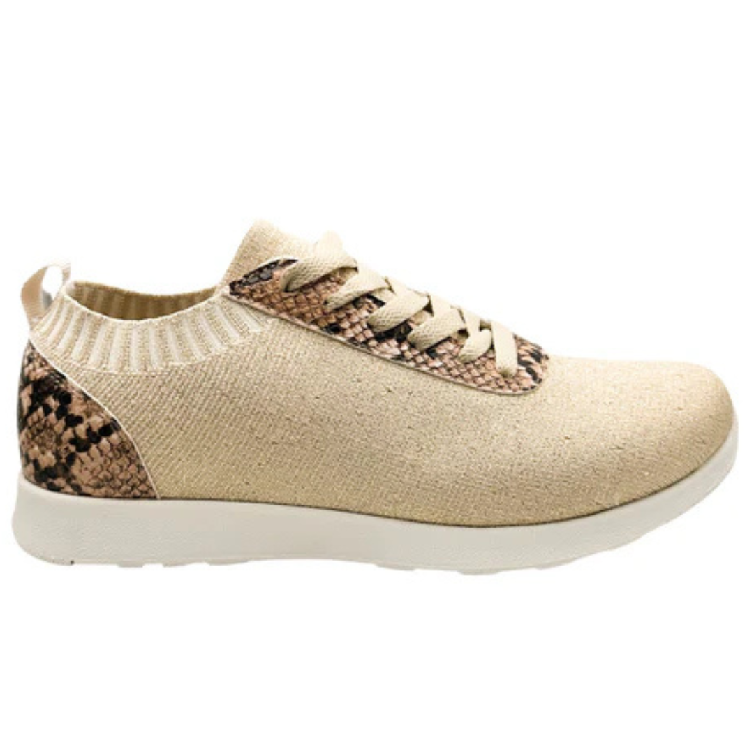 Online Exclusive | Novah Sneakers in Cream Faux Snake Print