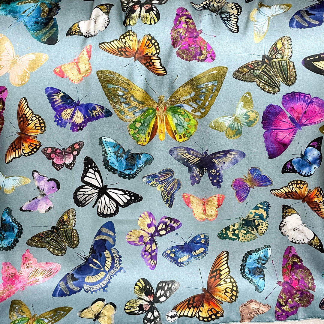 Fringe Scarves | Chasing Butterflies Wild Rag in Blue