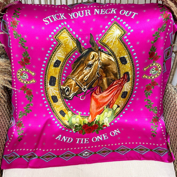 Fringe Scarves | Hold Your Horses Rose and Horseshoe Wild Rag in Pink