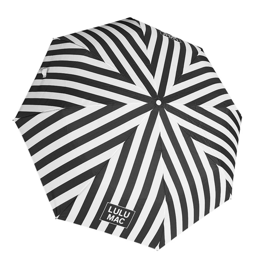 Lulu Mac | Rain or Shine Striped Umbrella in Black and White