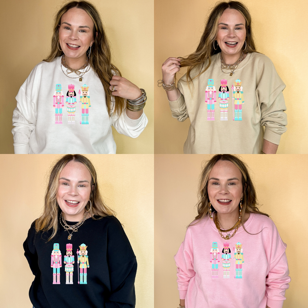 Online Exclusive | Pastel Nutcrackers Graphic Sweatshirt in Multiple Color Options