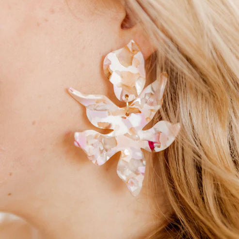 Linny Co | Flora Drop Earrings in Peach Bloom