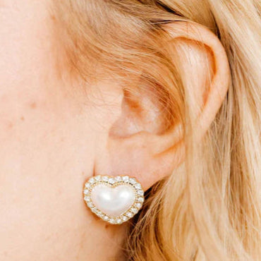 Linny Co | Nadia Heart Pearl and Gold Earrings