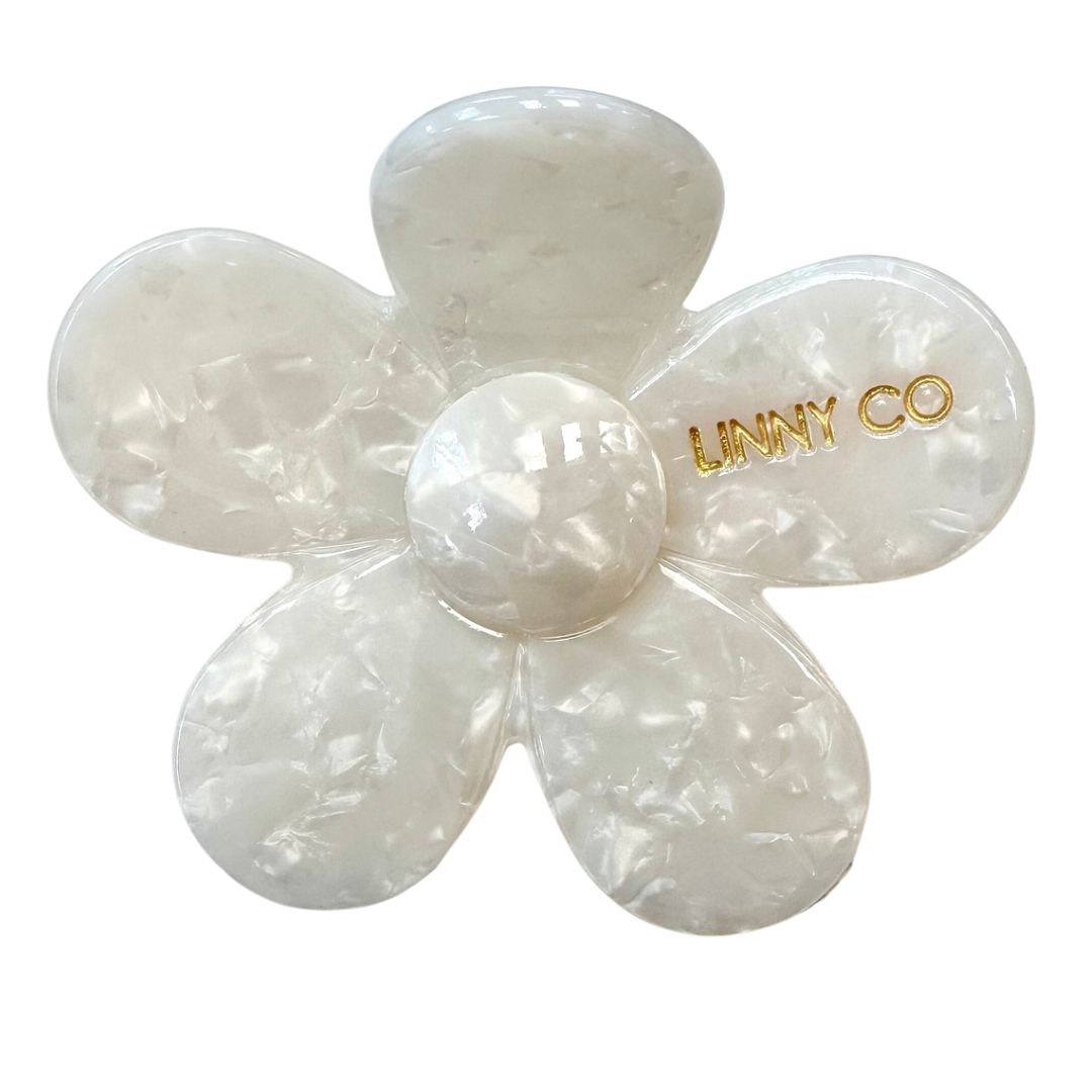 Linny Co | Gigi Flower Hair Clip in Pearl White