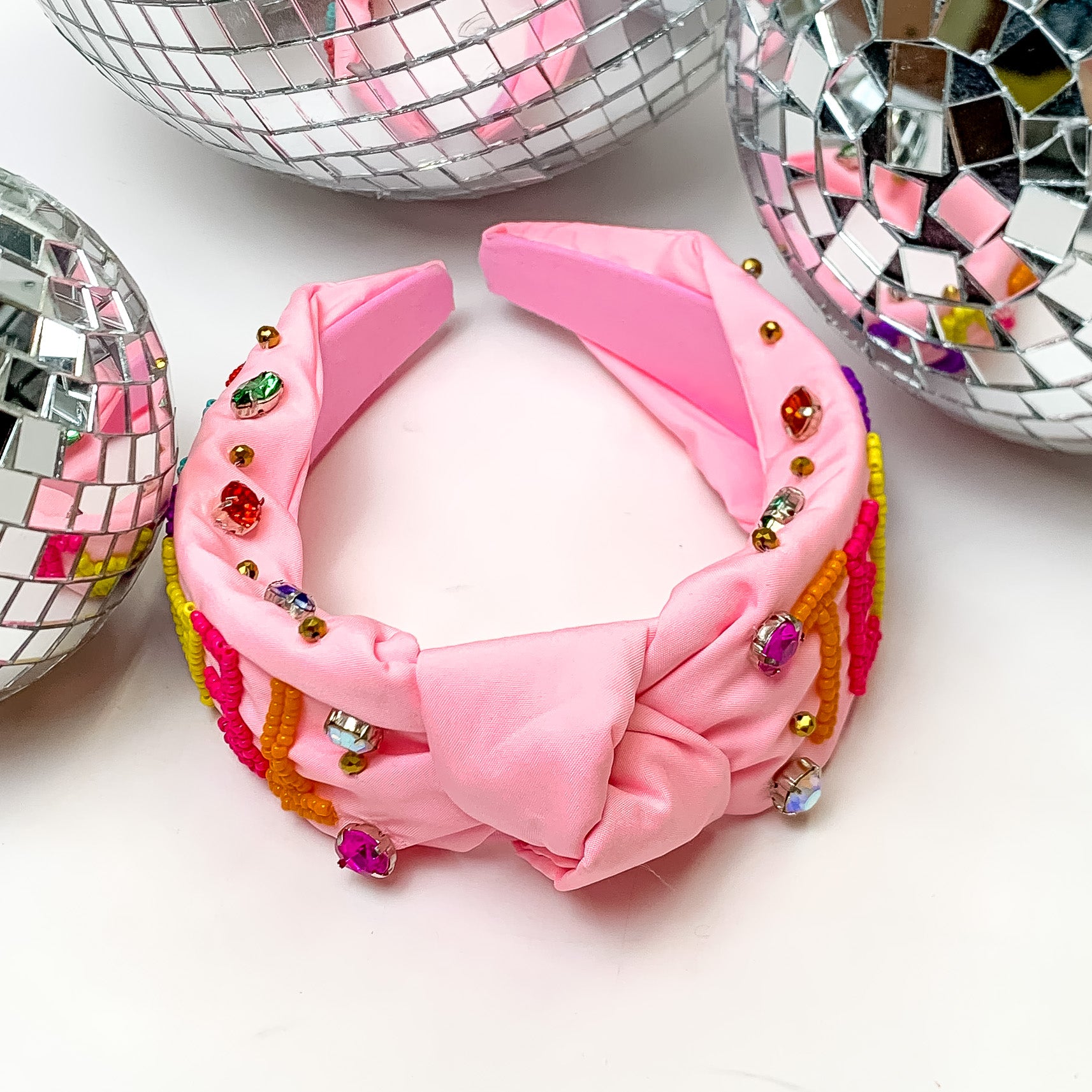 Beaded Multicolor Teacher Headband in Light Pink - Giddy Up Glamour Boutique