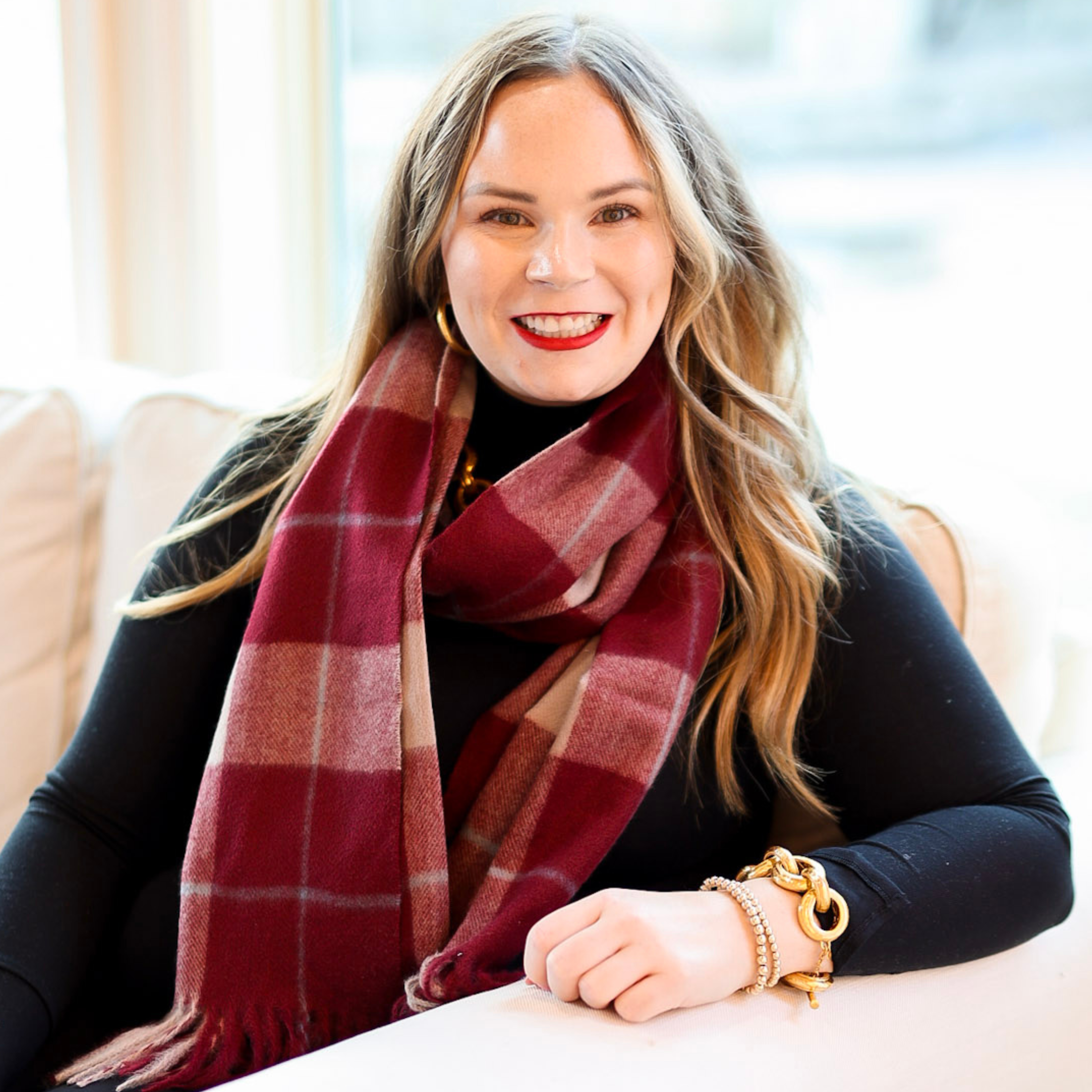 Plaid Scarf in Burgundy