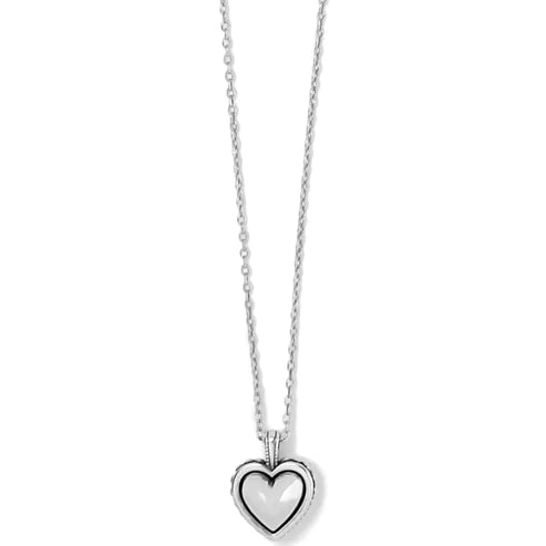Brighton | Pretty Tough Bold Heart Petite Necklace in Silver Tone - Giddy Up Glamour Boutique