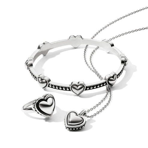 Brighton | Pretty Tough Bold Heart Petite Necklace in Silver Tone - Giddy Up Glamour Boutique