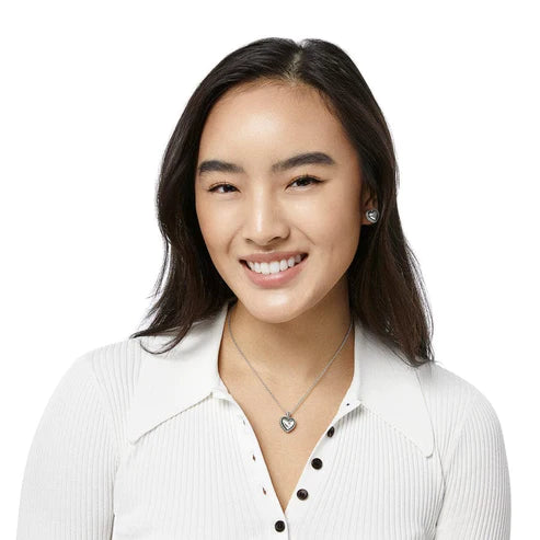 Brighton | Pretty Tough Bold Heart Petite Necklace in Silver Tone - Giddy Up Glamour Boutique