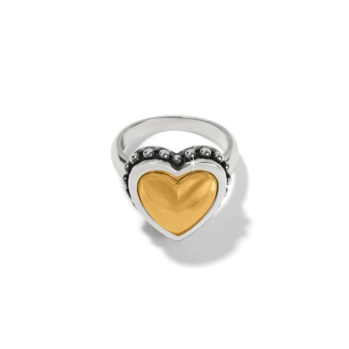 Brighton | Pretty Tough Bold Heart Ring in Gold and Silver Tone - Giddy Up Glamour Boutique