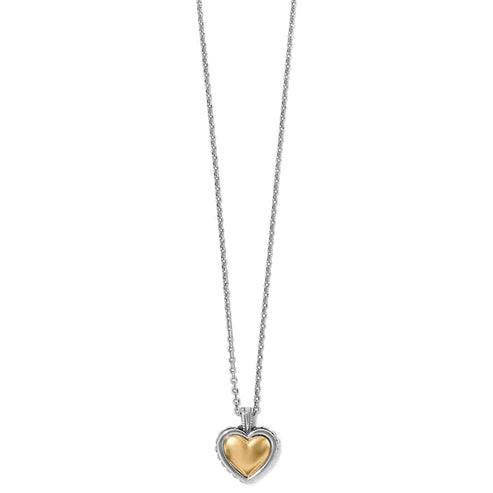 Brighton | Pretty Tough Bold Two Tone Heart Petite Necklace - Giddy Up Glamour Boutique