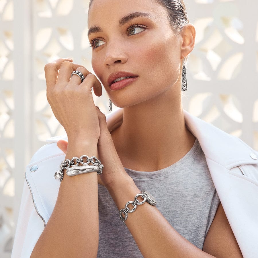 Brighton | Pretty Tough Droplet Silver Tone Hinged Bangle Bracelet