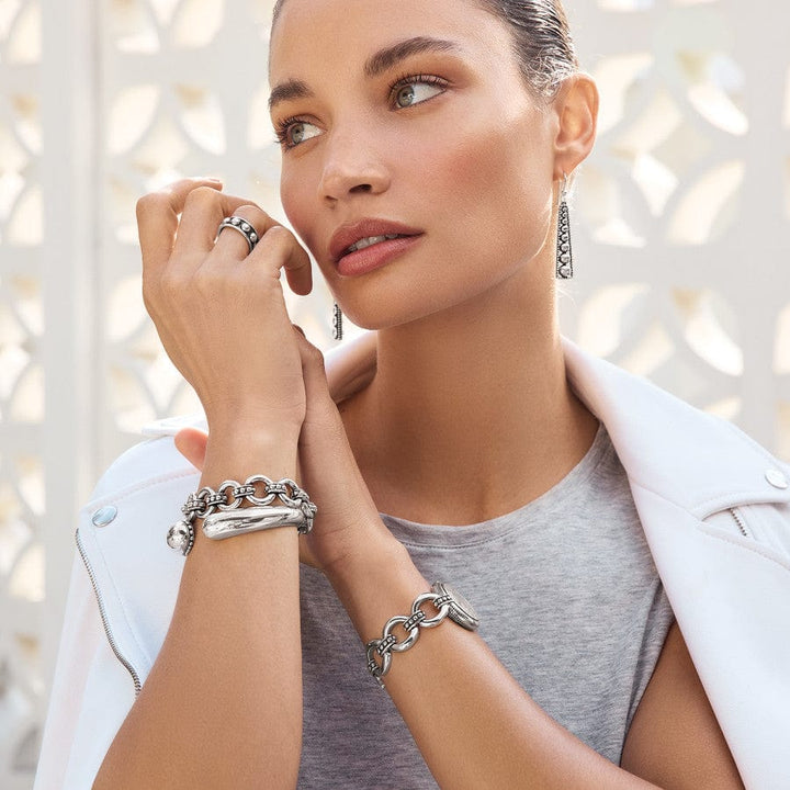 Brighton | Pretty Tough Droplet Silver Tone Hinged Bangle Bracelet