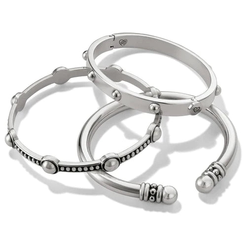 Brighton | Pretty Tough Groove Hinged Bangle Bracelet in Silver Tone - Giddy Up Glamour Boutique