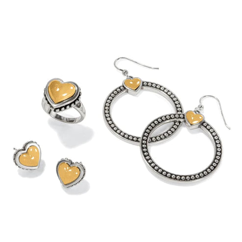 Brighton | Pretty Tough Petite Heart Post Earrings in Silver and Gold Tone - Giddy Up Glamour Boutique