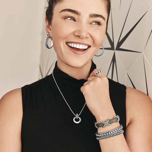 Brighton | Pretty Tough Pierced Slim Bangle Bracelet in Silver Tone - Giddy Up Glamour Boutique