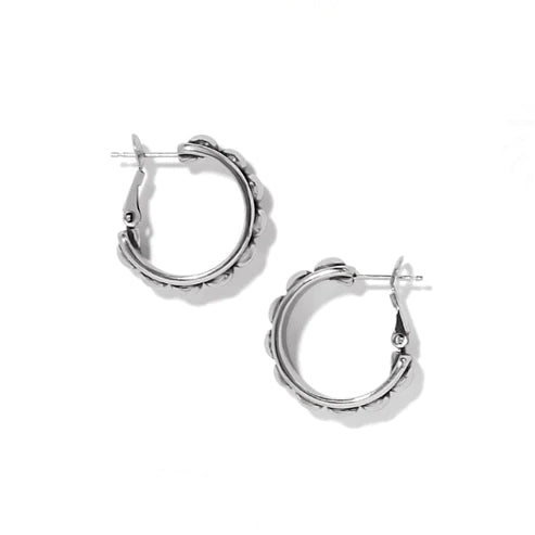 Brighton | Pretty Tough Stud Medium Leverback Hoop Earring in Silver Tone - Giddy Up Glamour Boutique