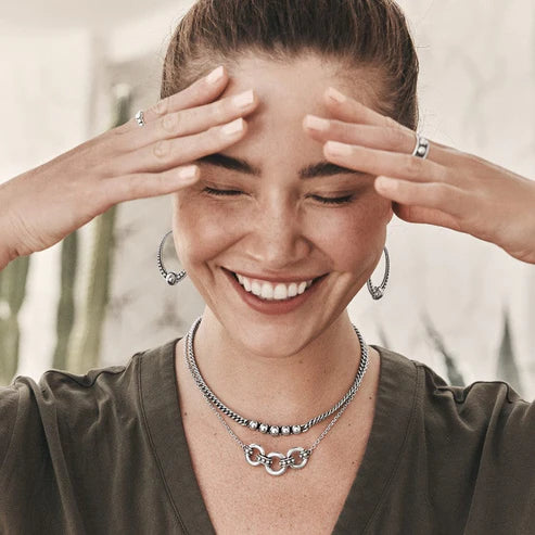 Brighton | Pretty Tough Stud Trio Necklace in Silver Tone - Giddy Up Glamour Boutique