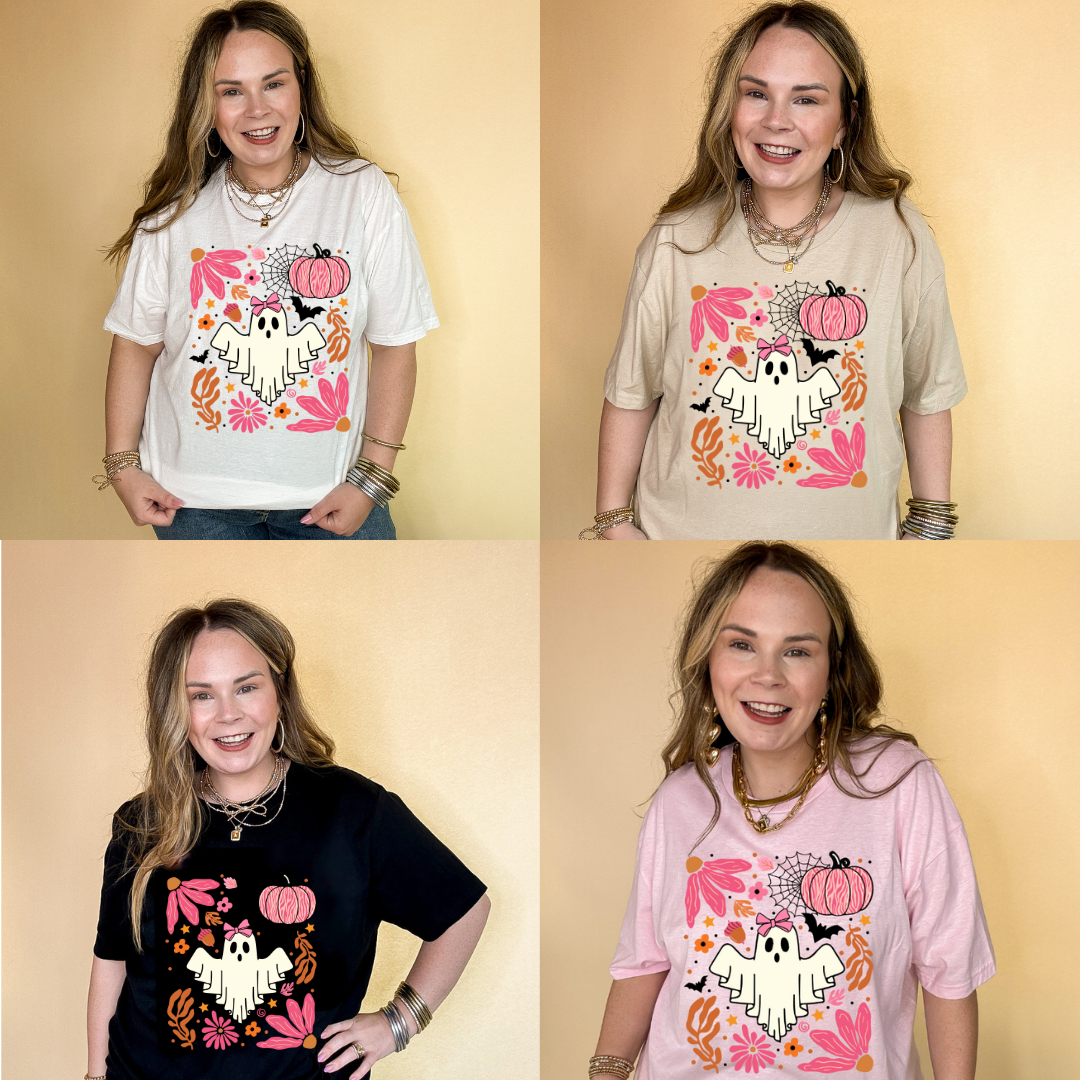 Online Exclusive |  Pretty Boo and Halloween Icons Graphic Tee in Multiple Color Options