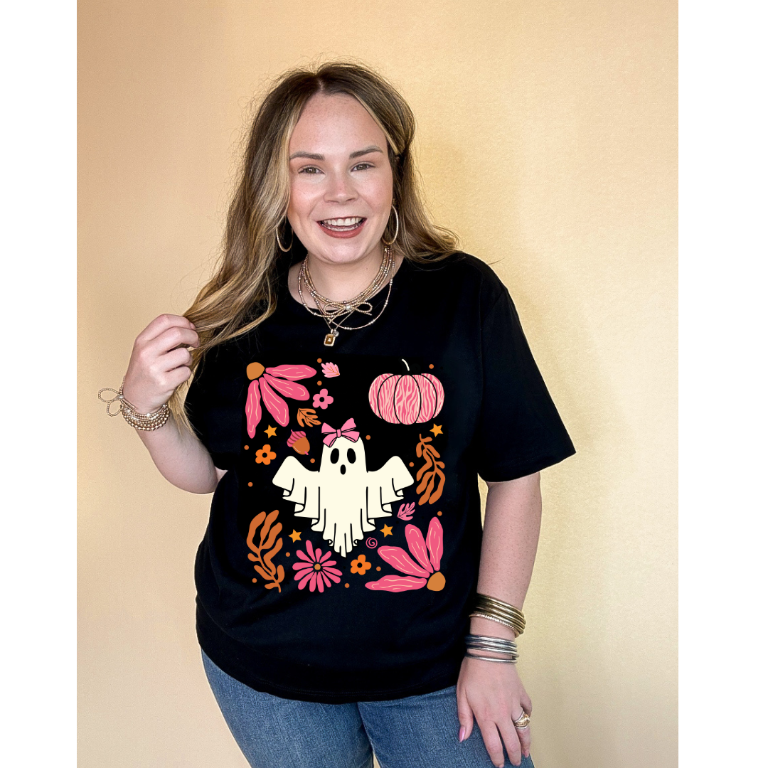 Online Exclusive |  Pretty Boo and Halloween Icons Graphic Tee in Multiple Color Options