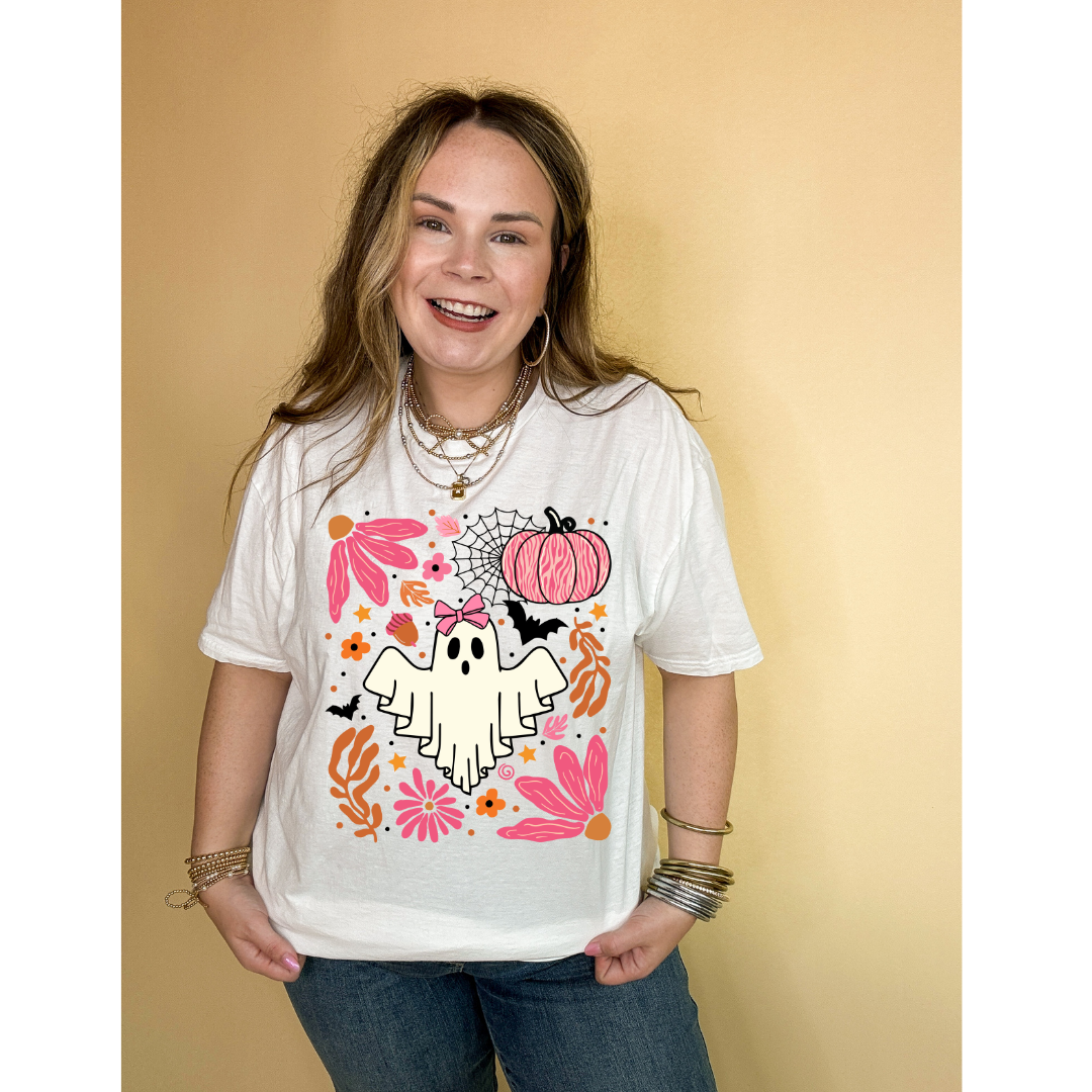 Online Exclusive |  Pretty Boo and Halloween Icons Graphic Tee in Multiple Color Options