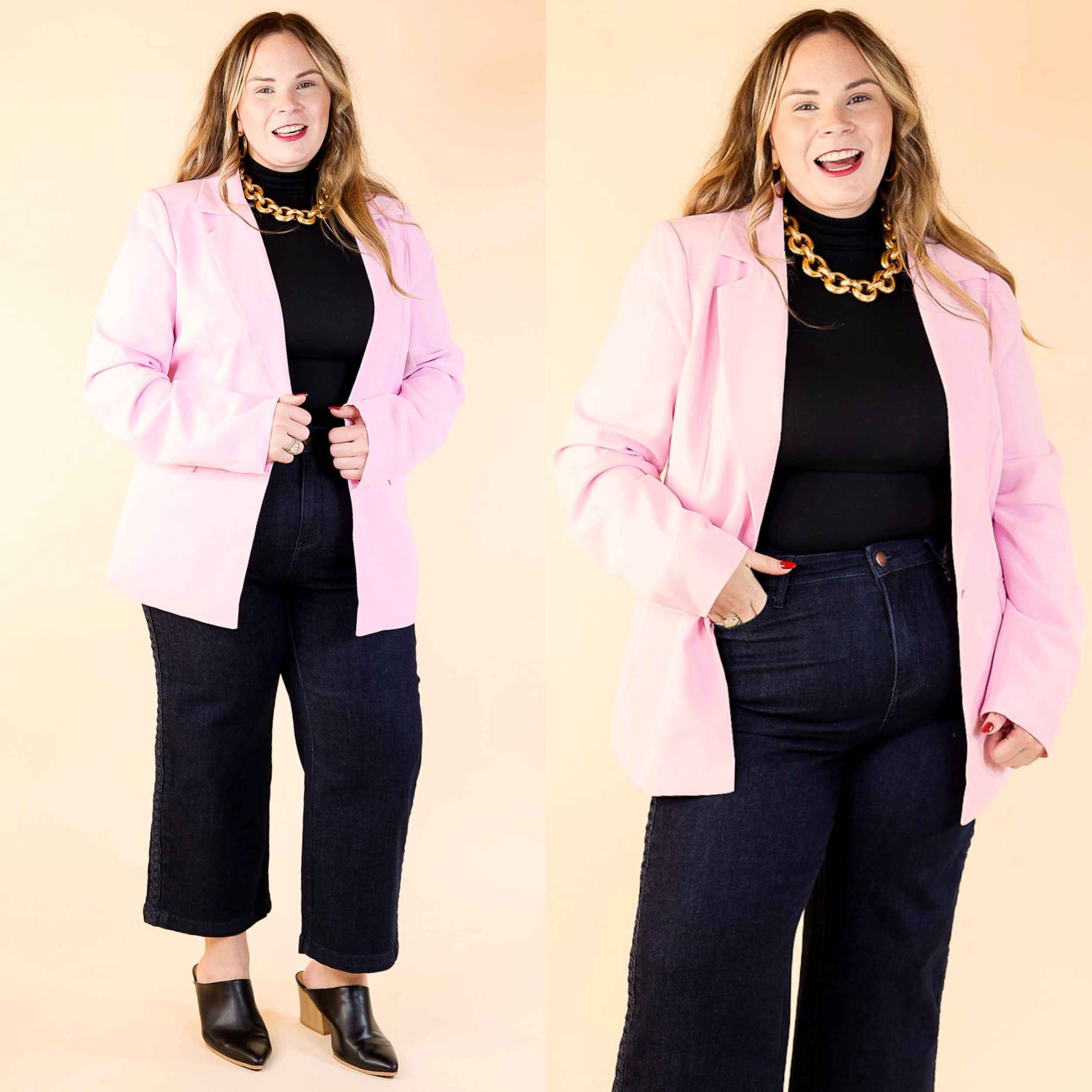 Winning Awards Long Sleeve Blazer in Light Pink